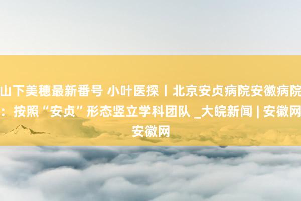 山下美穂最新番号 小叶医探丨北京安贞病院安徽病院：按照“安贞”形态竖立学科团队 _大皖新闻 | 安徽网