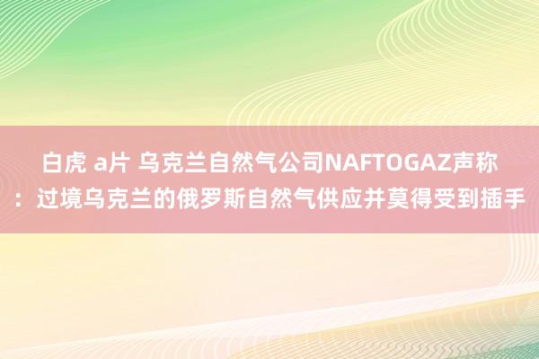 白虎 a片 乌克兰自然气公司NAFTOGAZ声称：过境乌克兰的俄罗斯自然气供应并莫得受到插手