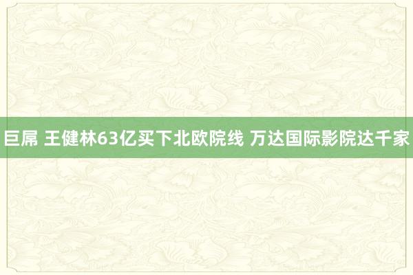 巨屌 王健林63亿买下北欧院线 万达国际影院达千家