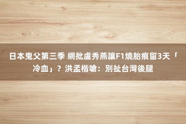 日本鬼父第三季 網批盧秀燕讓F1燒胎痕留3天「冷血」？　洪孟楷嗆：別扯台灣後腿