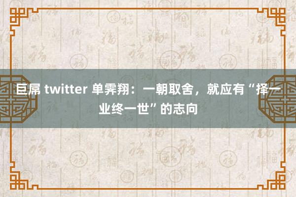 巨屌 twitter 单霁翔：一朝取舍，就应有“择一业终一世”的志向